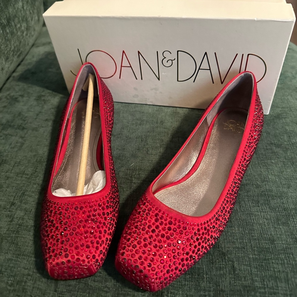 Joan & David Red Rhinestone Shoes NIB 8.5
